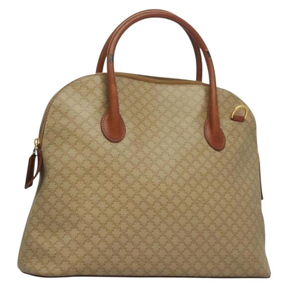 CELINE Macadam Canvas Hand Bag Pvc Beige Gold - Picture 1 of 13